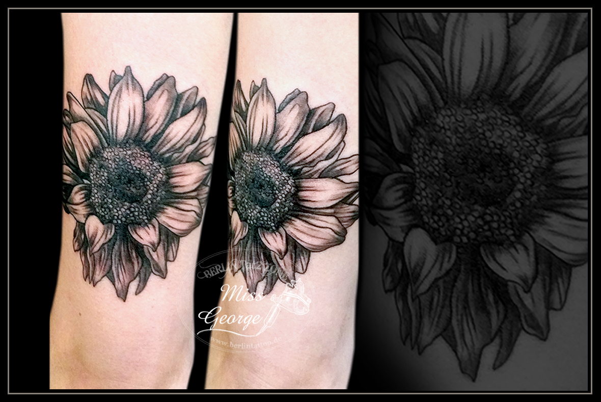Tattoo Sonnenblume Black&Grey